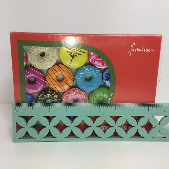 Fishwisdom Jigsaw Puzzle Donut Doughnut 500 Piece 20" X 15" Dessert Snacks New - Picture 10 of 12